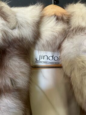 Saga Furs Jindo Cream and Brown Fur Cape